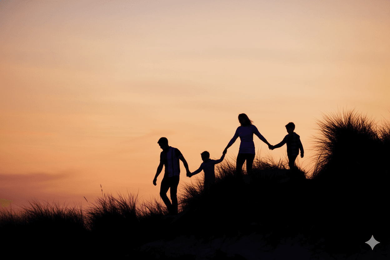 Family walking together outdoors, representing the TwalkOn parenting support community